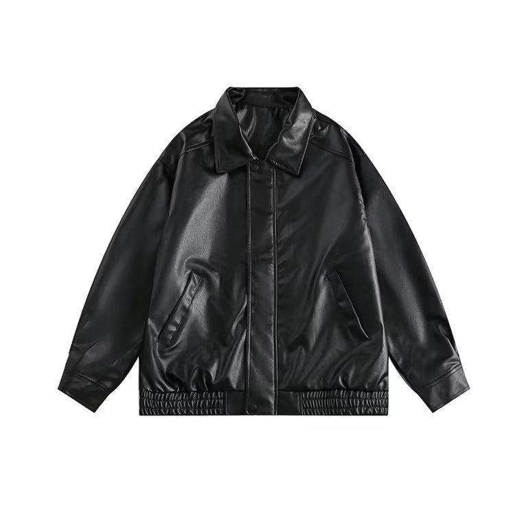 Unisex American Retro Brown PU Leather Motorcycle Jacket - 2024 Spring/Autumn Fashion