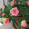 190cm Artificial Rose Vine Rattan Vine Hanging Rose Realistic Silk Flowers Rattan  Outdoor