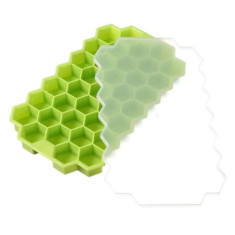 Ice Cube Maker Honeycomb Box Ice Cream Tools Silicone Ice Jelly Juice Food Mold Whiskey Cocktail Accessories Kitchen Tools