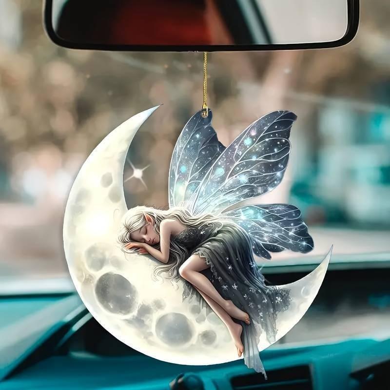 Acrylic Christmas Tree Flat Moon Elf Car Hanging Seasonal Interior Enhancement