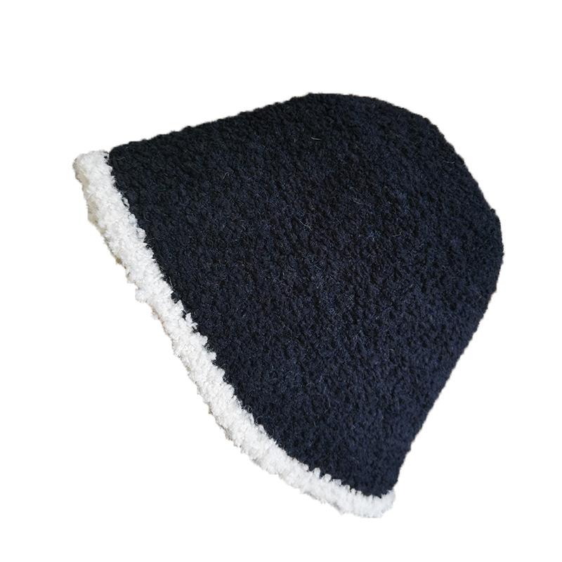 Multi-color Lamb Fur Bucket Hat for Women, Autumn and Winter Solid Color Baby Lamb Fur Warm Circle Bucket Hat for Women чёрный