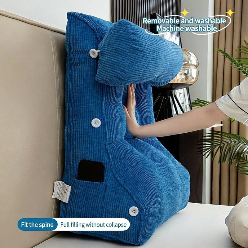 

1pc Detachable Ergonomically Designed Comfortable Reading Back Back Cushion,Back and Lumbar Support,Featuring Soft Large Cushion 45x20x50cm синий