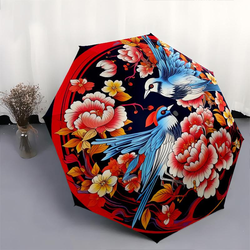1pc Chinese Floral Birds Illustration Suitable for All Seasons UmbrellaFP175