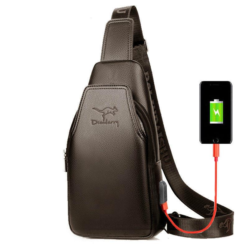 

Модные дизайнерские кожаные мужские сумки через плечо с USB-зарядкой, сумки через плечо для мужчин, противоугонная нагрудная сумка, мужские спортивные дорожные сумки-мессенджеры