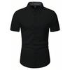 New Summer Men Clothes Spell Color Short Sleeve Shirt Men Lapel Fashion 100% Polyester Shirt Tops