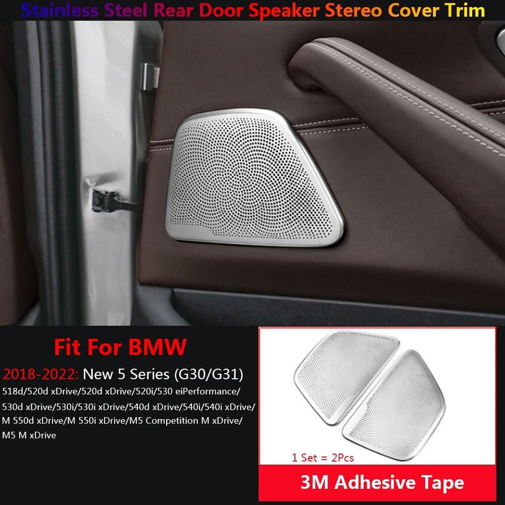 Stainless For BMW 5 Series G30 Car Interior Rear Door Speaker Stereo Cover Trims