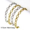 1PC Statement Stainless Steel Oval Chain Bracelet Punk Metal Chain Bracelet Handmade Exquisite For Women Men Jewelry Gift 17.5cm