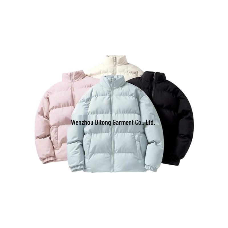 Men's Autumn & Winter High Neck Thickened Cotton Coat with Velvet, Solid Color, Plus Size, Couple Wear Puffer Down Jacket