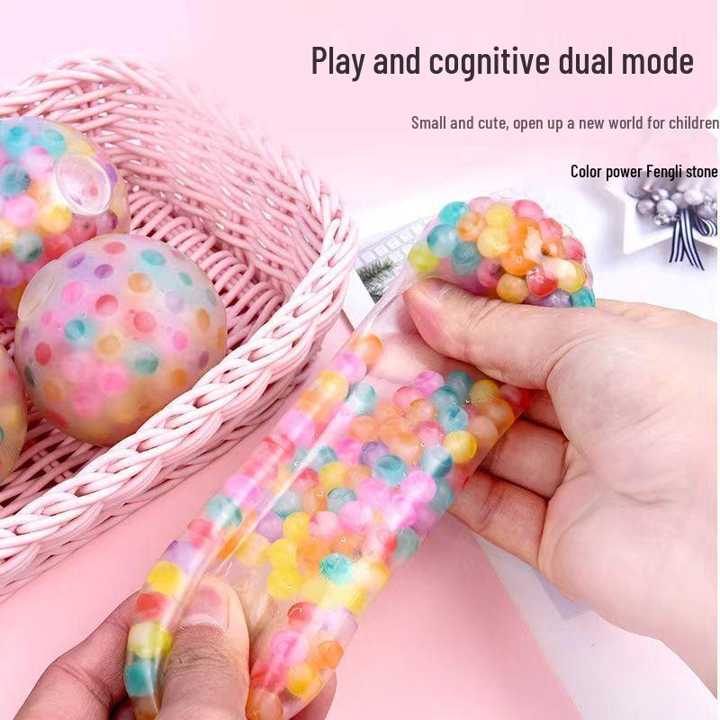 Street Stall Stress Relief Grape Ball - Creative Water Squeeze Toy with Slow Rebound Net Bag
