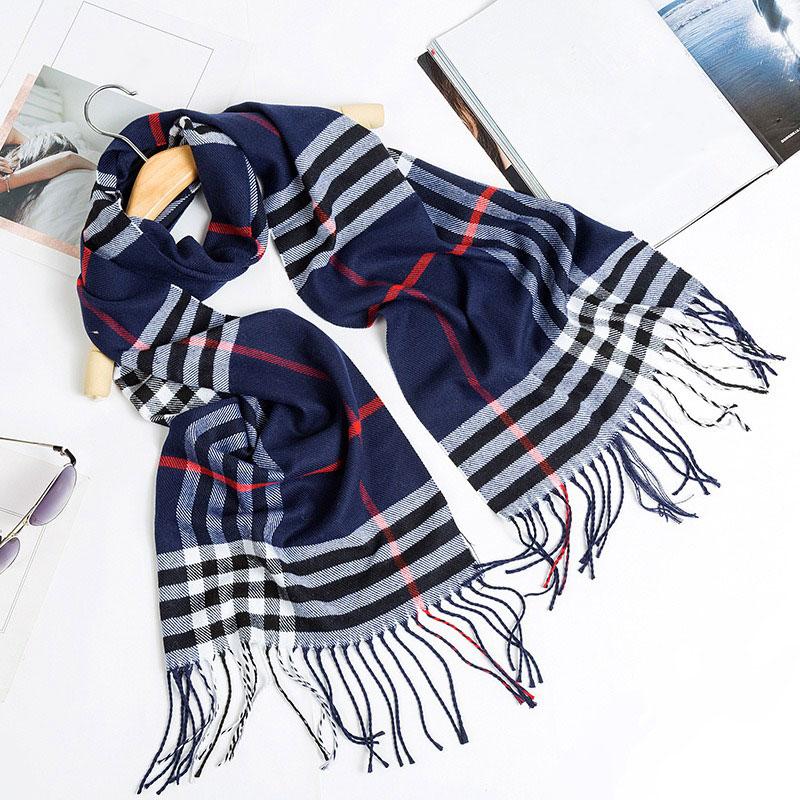 Damen Imitat Kaschmir Warmer Schal Winter Herren Schal Kariertes Design Unisex Strickwaren Schal