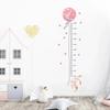 2Pcs Cartoon Cute Pink Rabbit Balloon Height Measurement Wall Stickers for Room Bedroom Home Decoration Wall Decals