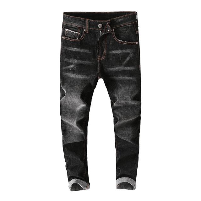 

Мужские узкие эластичные джинсы классического стиля, модные хлопковые брюки, мужские черные, синие, светло-голубые брюки 38 чёрный