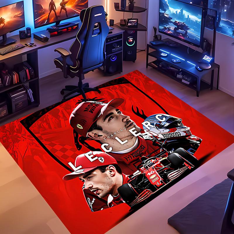 C-charles Leclerc F1 Racing-Themed Entrance Mat,Non-Slip Mat Area Rug,Room Decor,Outdoor Decor,Kitchen Rug,Doormat - Machine Washable,Easy to Clean