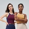 Women's Longline Two Tone Shockproof Sports Tank Top Bra Sleeveless Push Up Yoga Vest