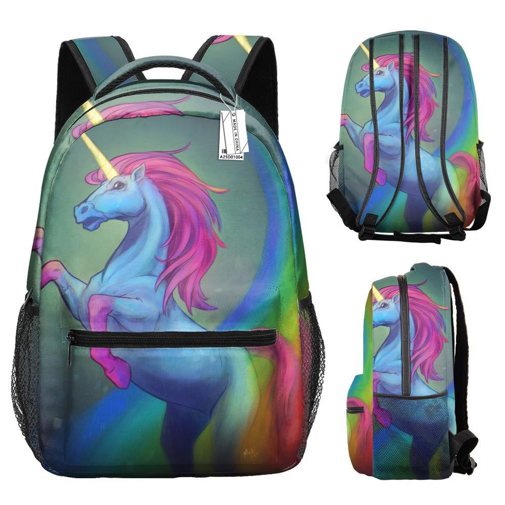 Classic Kpop Youthful School Bags Unisex Cool Unicorn Travel Bags 3D Print Oxford Waterproof Notebook Shoulder Backpacks