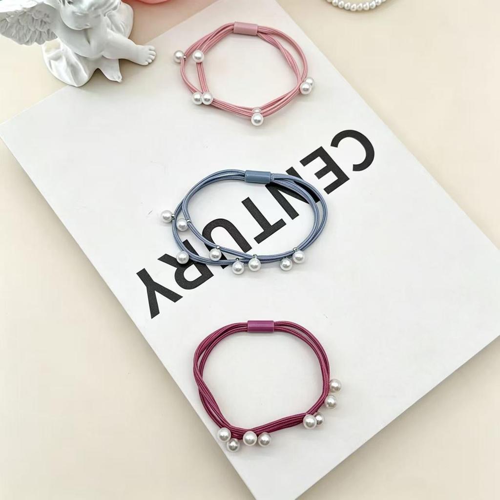 Elegant Pearl Hair Tie - Versatile Solid Color Elastic Band for Women