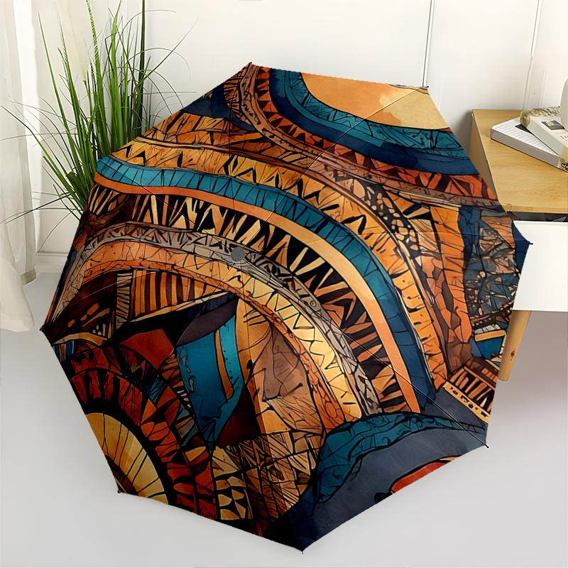 

1pc Abstract Watercolor Art Automatic Open/ClosePractical Umbrella-CuteUmbrella with Cute Design, Portable 3-Fold Compact Umbrella for Men & Women, Va