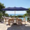 Double Garden Umbrella 4.7x2.8 M With Base Included Crank Sandbags UV Protection Waterproof Dark Blue