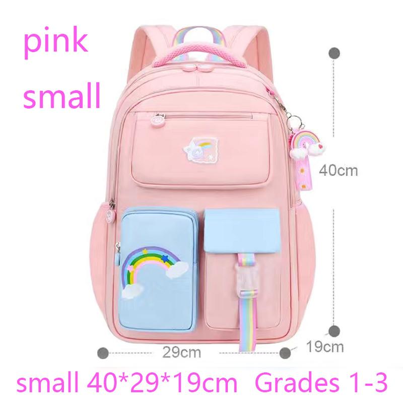 Kids Backpacks For Macaron Color Girls School Bookbag For Teenage Backpack Cute Multiple Pouch School Bag And Rainbow Pendant