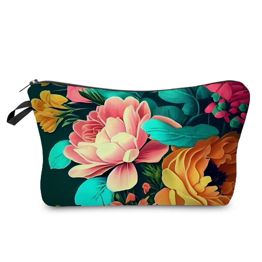 Women Flower Print Cosmetic Bag Toiletries Organize Travel Storage Case  6394 CLE