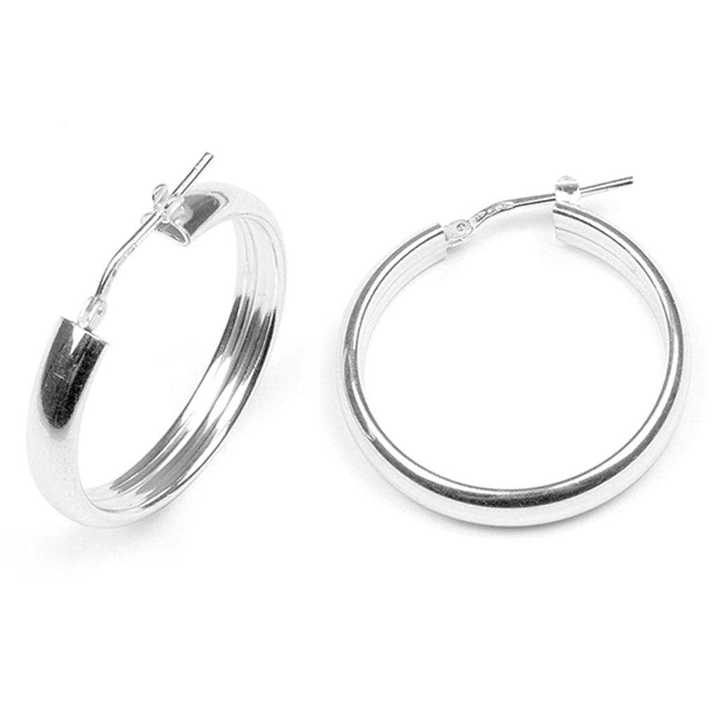 Les Trésors De Lily [M8942] - Silver Hoop Earrings 'Coquines' (rhodium-plated) - 30 Mm 5 Mm