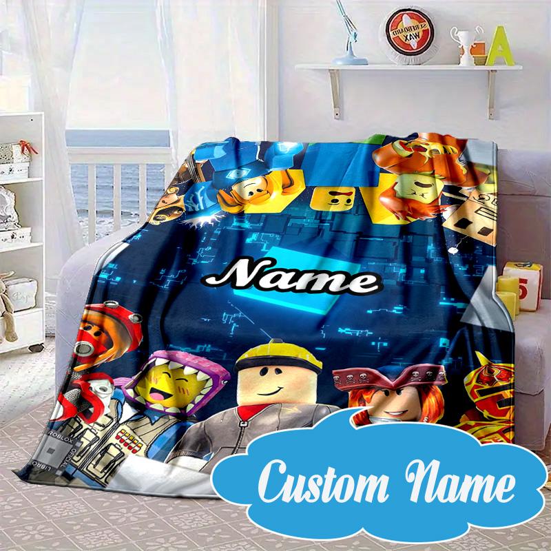 Custom Name Ro-blox Adventure Quests Blanket bed sofa Blanket Flannel Blanket for Camping, Hiking, Picnic Essentials,gift for Fan family