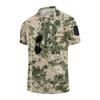Men Tactical Polo Shirt Loose Fit Short Sleeve Breathable Outdoor Quick Dry Camouflage Print Velcro Patch Design Lapel Collar Top