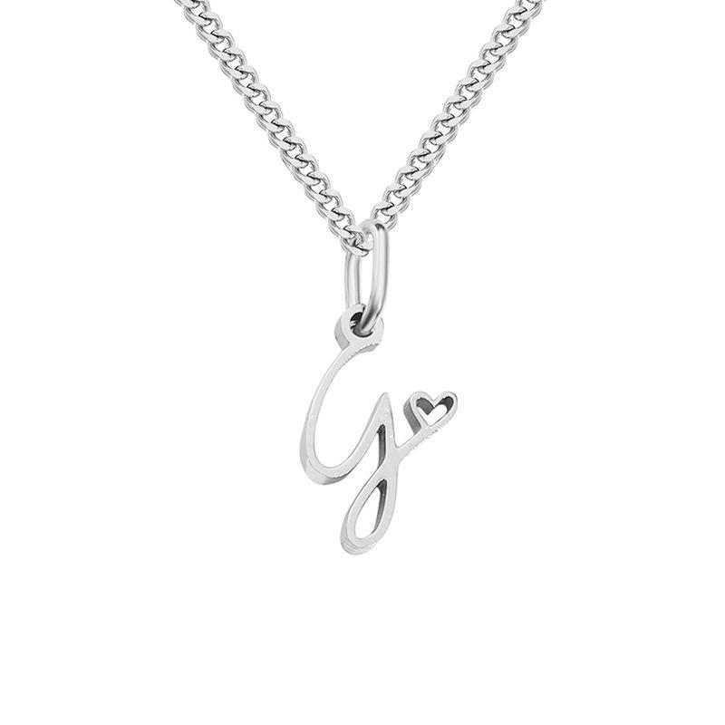 26-Letter Personalized Couple Necklace: Stainless Steel Pendant on Flat Chain