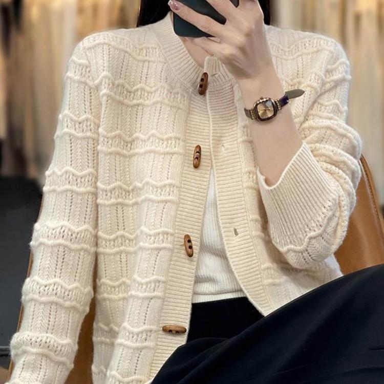 Loose Knit Vintage Cardigan Sweaters Coat Jacket for Women Long Sleeve Autumn Winter