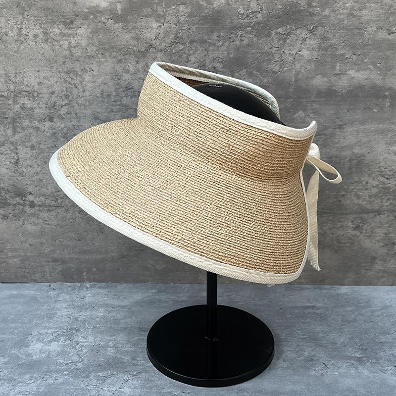 Fine Raffia Empty Top Hat For Women, Small Face Covering In Summer, Sun Protection Hat For Beach Travel, Large Brim Sun Hat For Vacation