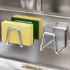 1-20x Stainless Steel Kitchen Sponge Holder Wall-Mounted Scrubber Racks with Strong Adhesive Multi-Functional Draining Hooks