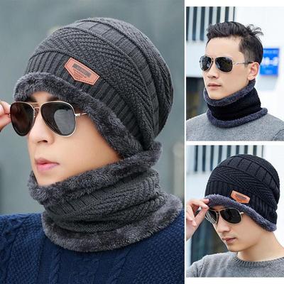 Winter Warm Fleece Beanie Neck Warmer Set Hat