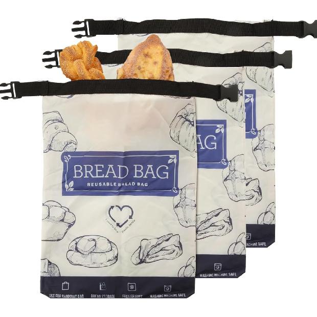 3PCS Bread Bags With Zipper, Bread Bags for Homemade Bread, Reusable Sourdough Bread Bags with Double Lining, Large Bread Container to Keep Bread
