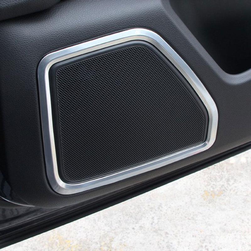 4 Stück für Porsche Macan 2015- Silber Edelstahl Tür Lautsprecher Horn Ring Rahmen Abdeckung Zierleiste