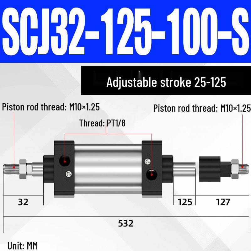 SCJ Adjustable Stroke High Thrust Pneumatic Cylinder SCJ32-160