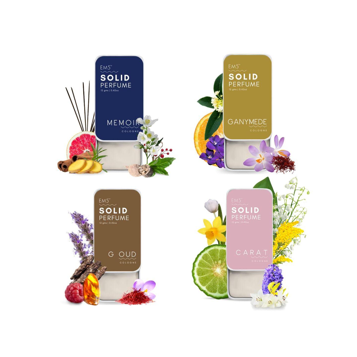 

Набір із 4 твердих парфумів унісекс-одеколону для подорожей та кишенькових парфумів