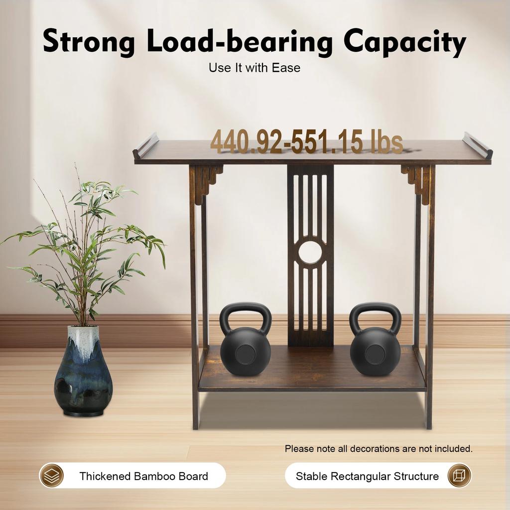 Bymaocar 2-tiers Espresso Narrow Side Table Slim Accent Table Versatile Bamboo Table Heavy Duty Console Table Easy To Assemble