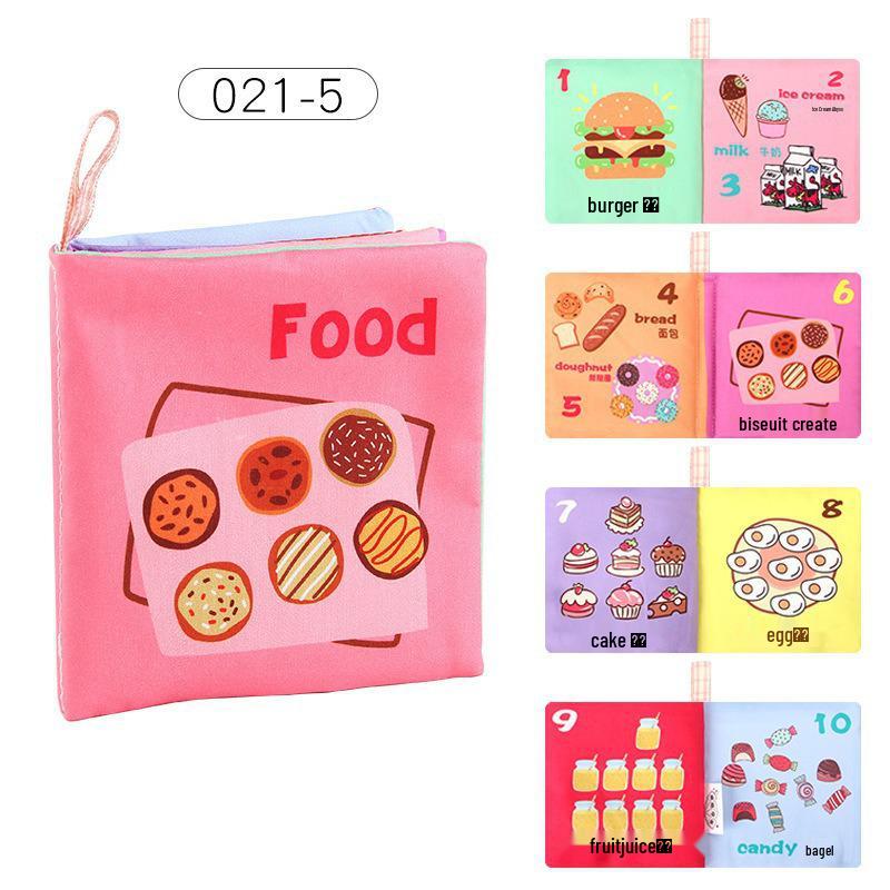 

Cognitive Early Education Tear-Resistant Baby Cloth Book with Crinkle Paper - Fruit, Ocean, Animals, Kitchenware Themes