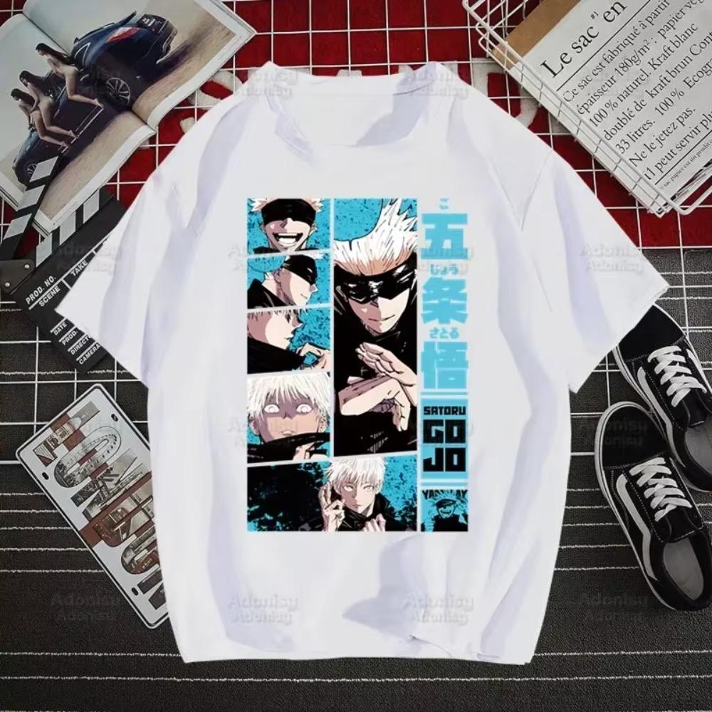 Gojo Satoru Jujutsu Kaisen Otaku Harajuku Herren T-Shirts Tees Shirt Tops Design Kurzärmlig Ästhetisches Anime T-Shirt