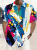 Men'S Colorful Graffiti 3D Printed Short-Sleeve Hawaiian Shirt, Perfect for Casual Wear On Spring And Summer Beach Holidays