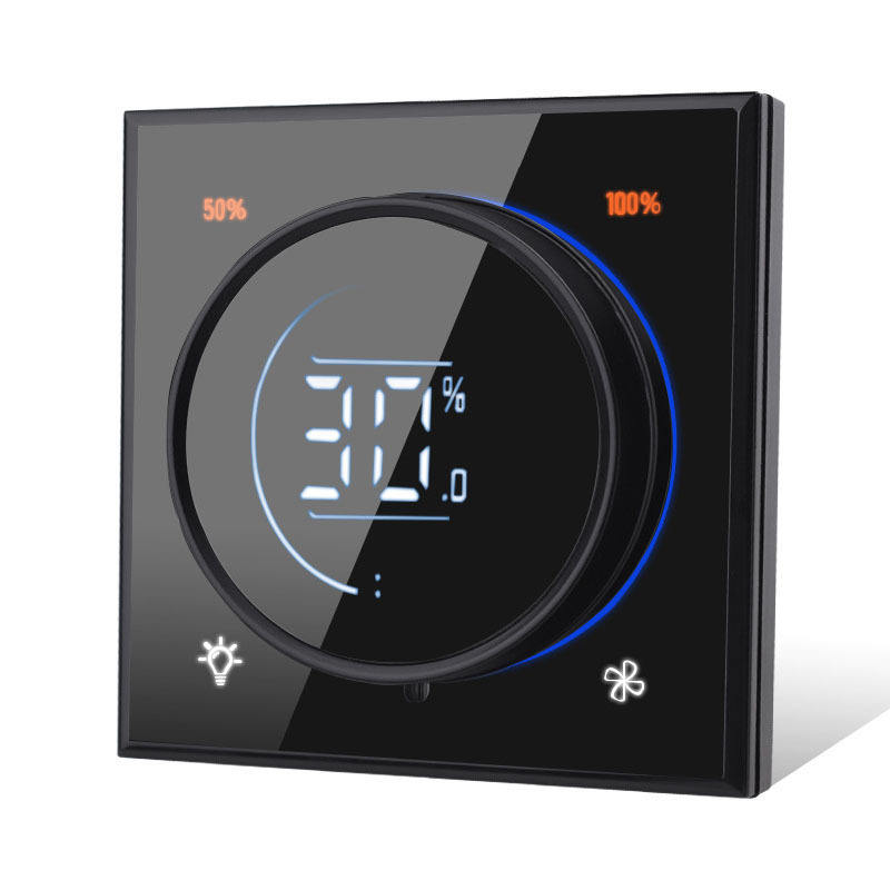 Tuya Smart Home Fan Knob Switch Smart Fan and Light Dimmer Switch Zigbee & WiFi Smart Touch Switch Tuya Smart Life Compatible GS-X30U-1L1F&WiFi-PC plastic version
