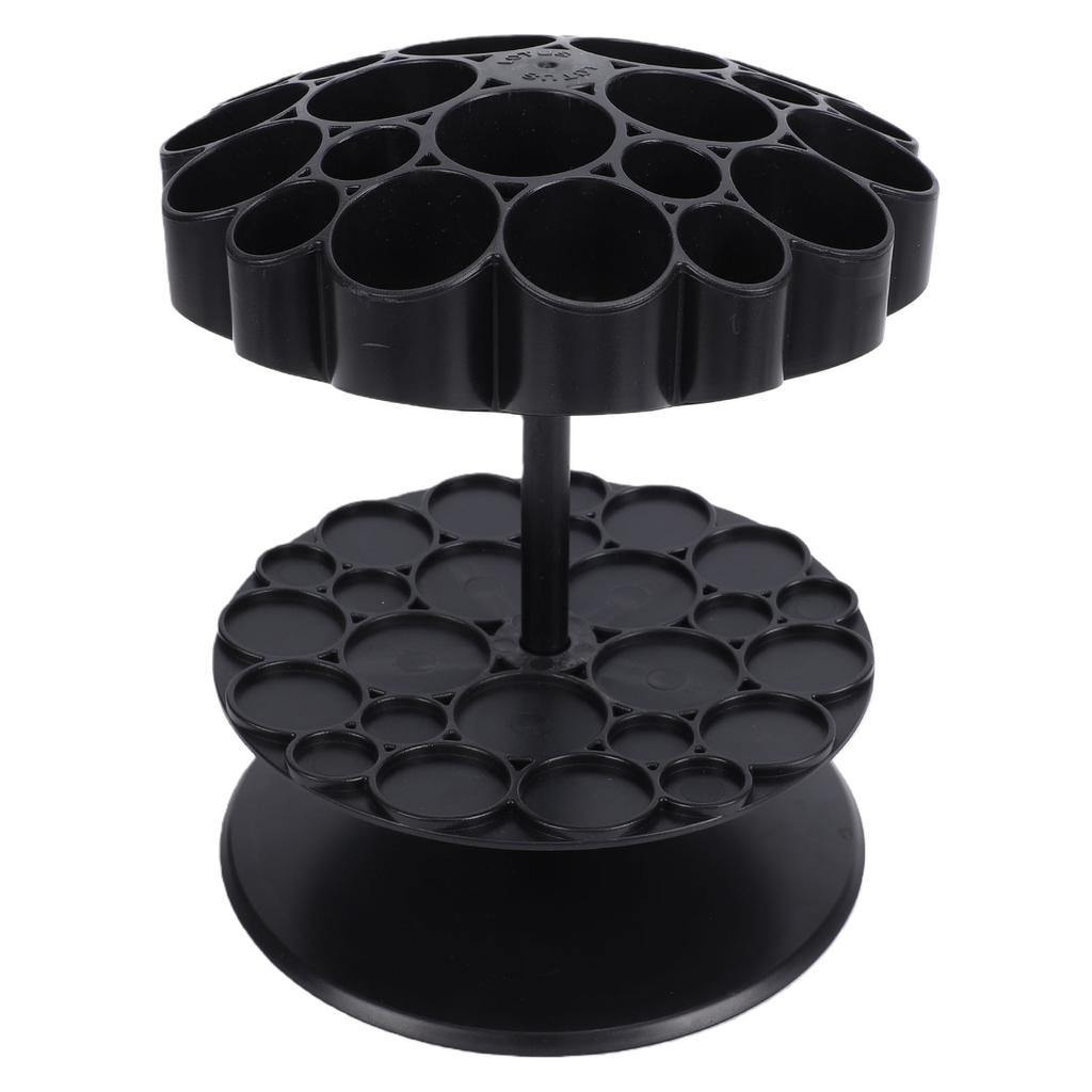25 Hole Hair Brush Holder 360 Degree Rotating Detachable Base Salon Brush Storage Stand Organizer Black