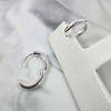 One-touch ring glossy silver earrings