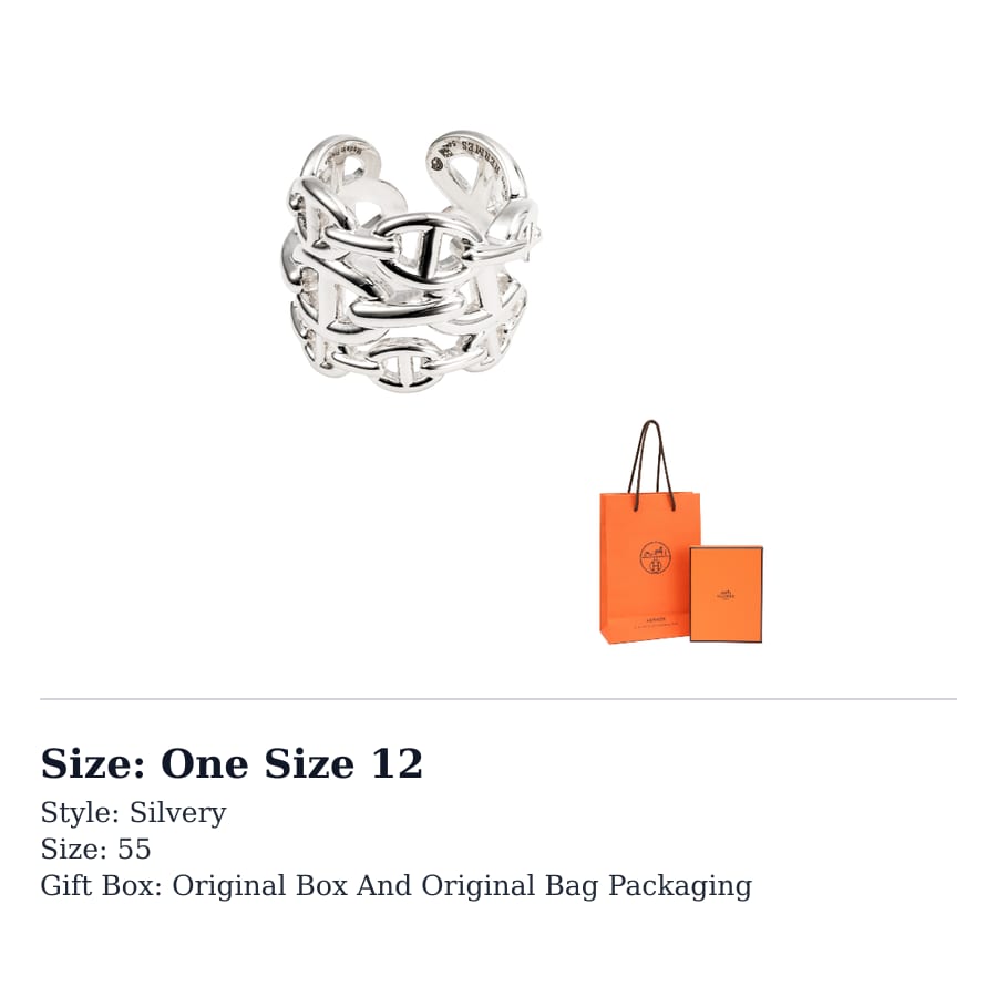 Hermes Chaine D'Ancre 925 Sterling Silver Rings Women's H109506B-000