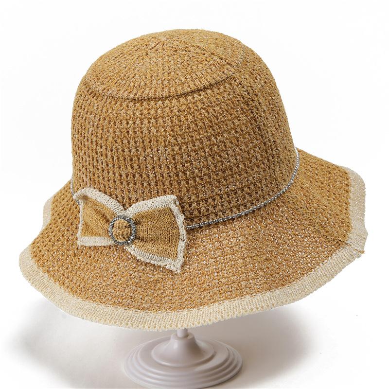 Hollow Bucket Hat Women's New Summer Fashion Simple Bow Sun Hat Foldable Sun Hat