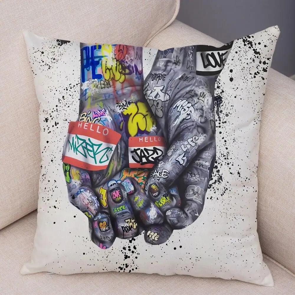 Pillowcase Sofa  Graffiti Gamepad Abstract Street Art Animal Hand Cushion Cover Decoration