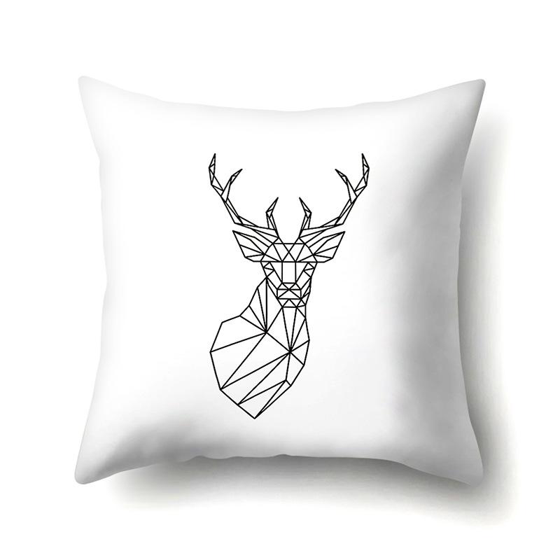 Polyester Pillowcase Peach Leather Velvet Black and White Geometric Printed Pillowcase Waist Cushion Cover Bedside Cushion Cover Bedside Cushion Cover