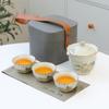Portable Travel Ceramic Kuaike Cup, One Pot, Three Cups Of Outdoor Tea, Ru Kiln Kung Fu Tea Set, Business Gifts