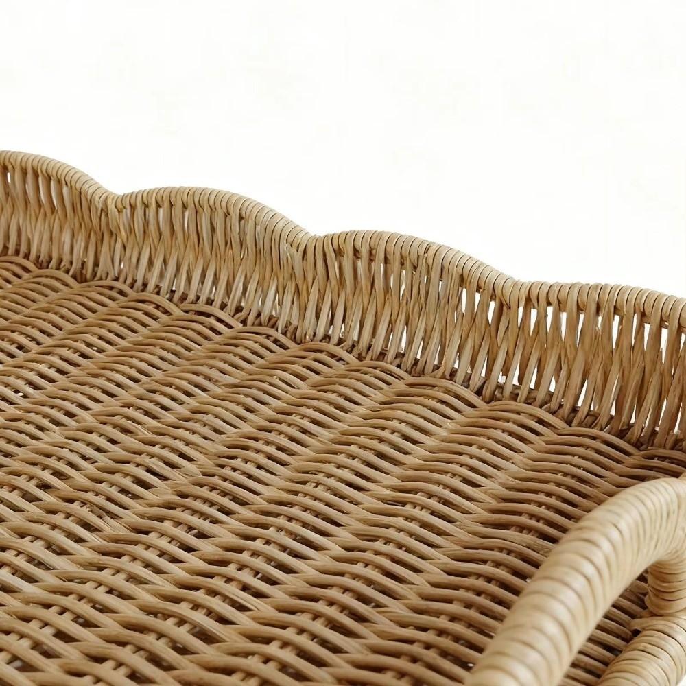 Rectangular Woven Storage Tray Imitation Rattan Woven Decorative Platter Kitchen Supplies