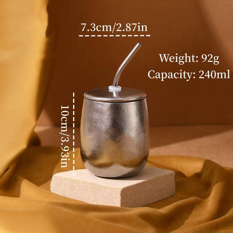 

Outdoor Egg Mug Pure Titanium Double-Wall Water Bottle Home With lid Drinking Office Cup 240 ml Beer Luxury-Feel Titanium Cup 240ml